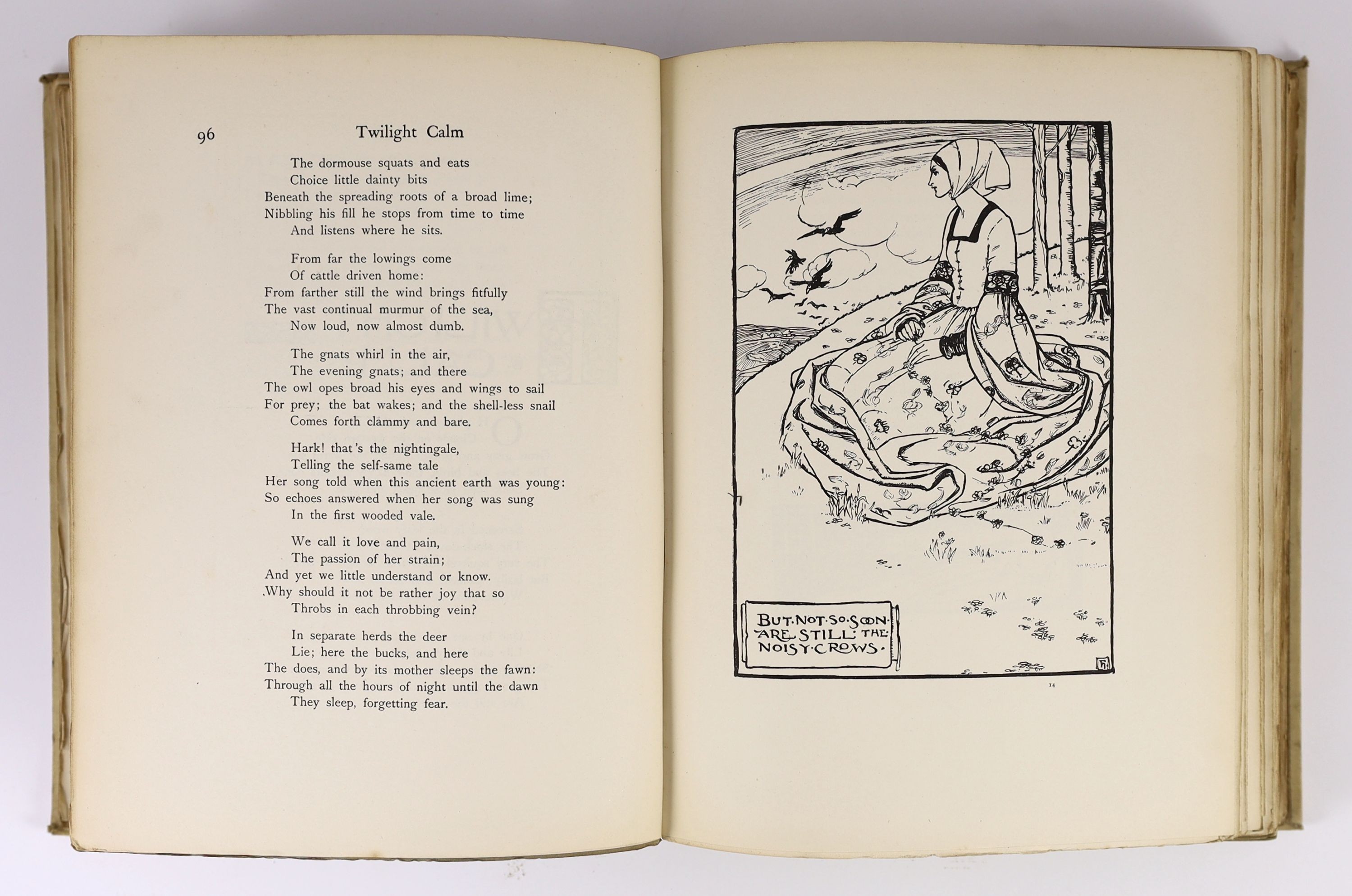 Rossetti, Christina Georgina - Poems, illustrated by Florence Harrison, 4to, cloth gilt, with 36 tipped-in colour plates, introduction by Alice Meynell, London, 1910